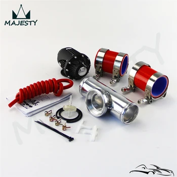 

Black Aluminum Billet Anodized Type-4 SQV Blow Off Valve BOV +3" Flange Pipe +silicone +clamps +4mm vaccum hose red