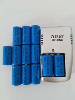 

12PCS 3.7V 1000mAh lithium ion battery 16340 CR123A rechargeable lithium battery +1 PCS dedicated smart charger 16340 charger
