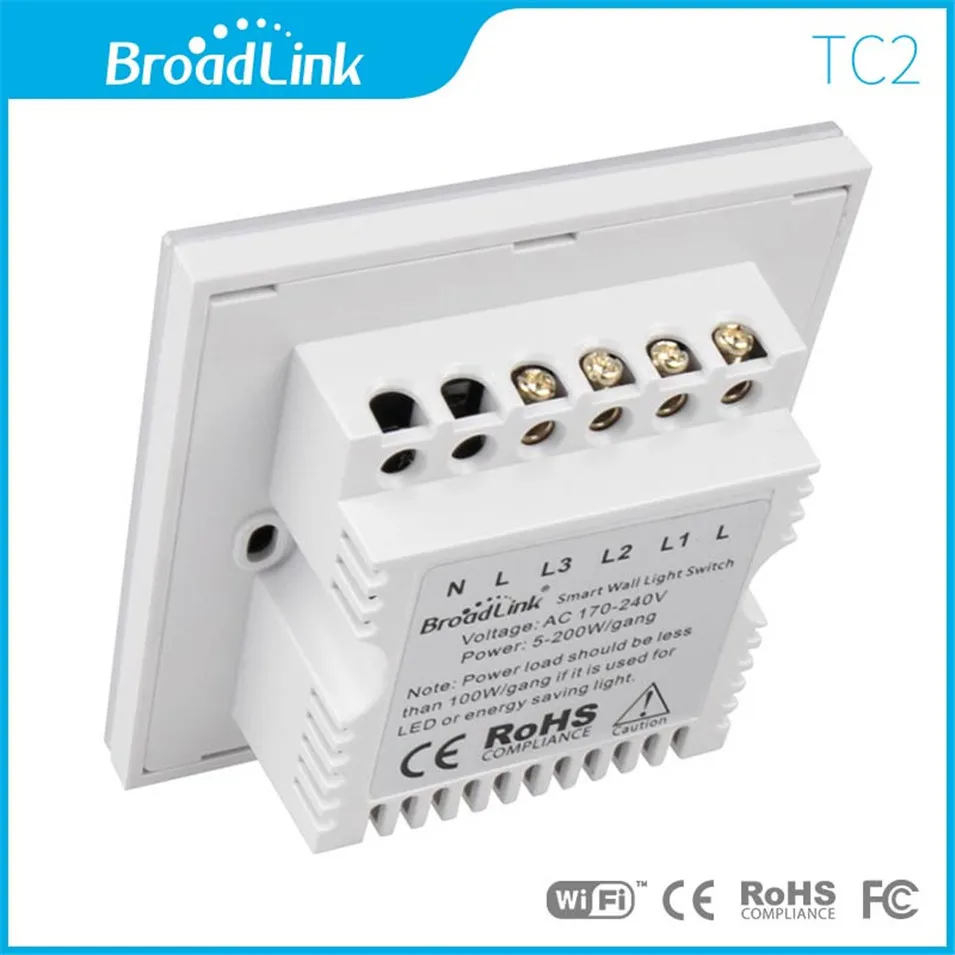 Broadlink TC2 Smart Wall WIFI Touch Light Switch EU UK 1gang 2gang 3gang EU US RM2 RM Pro Universal Remote Controller RF433MHZ-3