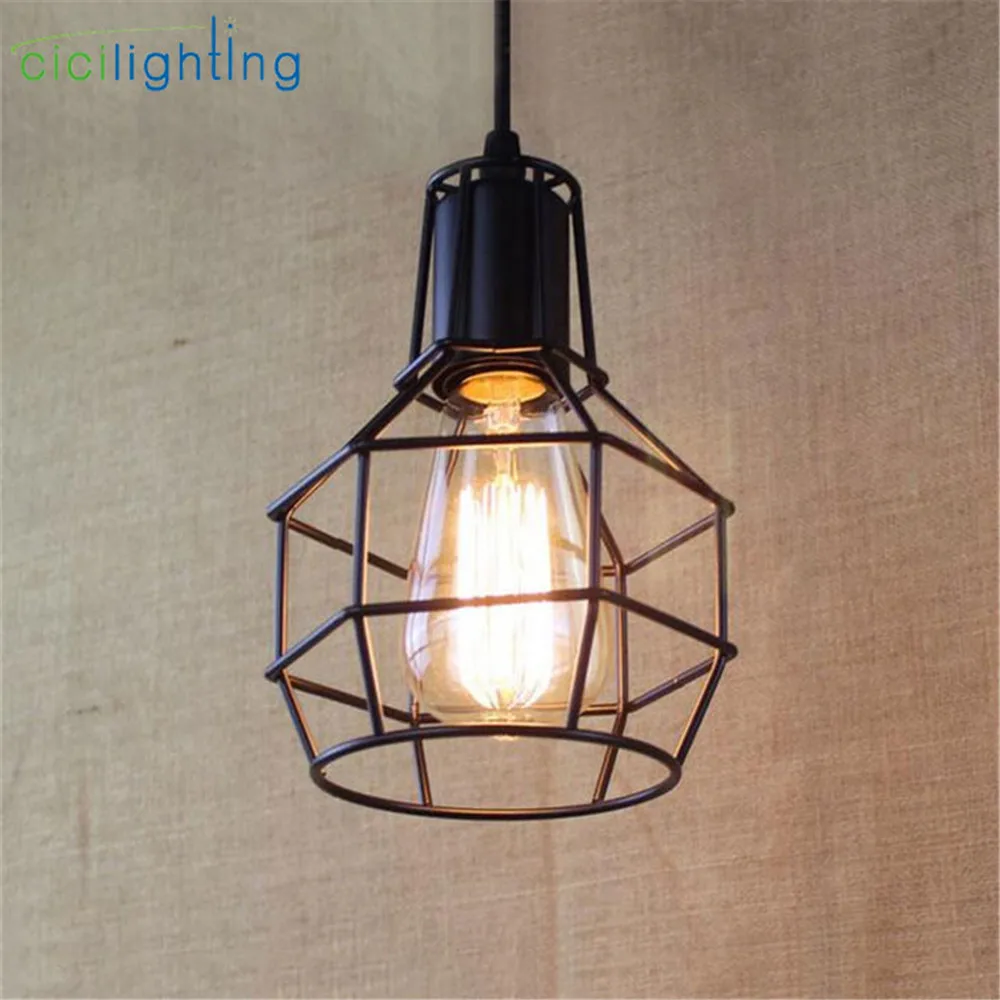 

Industrial Warehouse cage Pendant Lights American Country Lamps Vintage Lighting for Restaurant/Bedroom Home Decoration Black