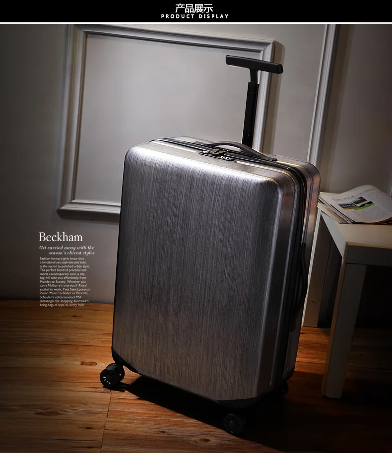 

Brand Generation Factory Aluminum alloy High-end Trolley Box Custom Printed Logo Custom-made Travel Boarding Box Suitcase CD50