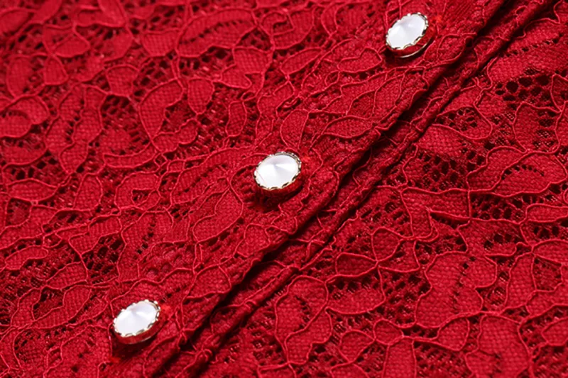 ShejoinSheenjoy Autumn Stand Hollow Lace Long Sleeve Dress Women Winter Red Buttons A-Line Party Dresses Black Women Long Dress (28)