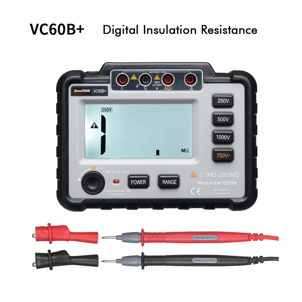 VC60B + цифровой тестер сопротивления изоляции 250/500/1000V DC легкий широкий диапазон ЖК