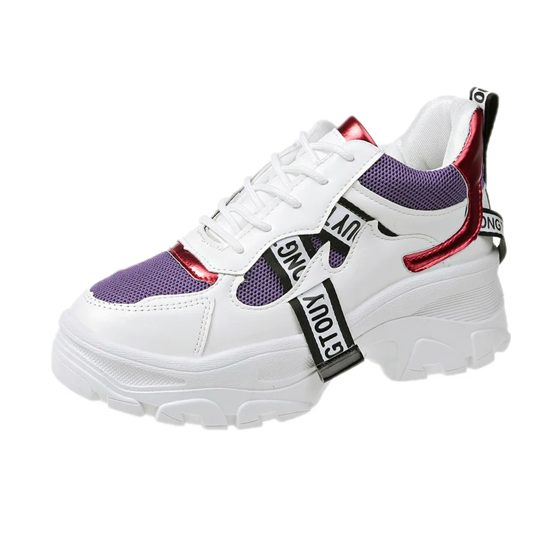 Лидер продаж; Весенняя женская обувь; Повседневные Дышащие уличные кроссовки на платформе; scarpe donna Basket Chaussures Femmes T Nouveau; коллекция года - Цвет: Purple