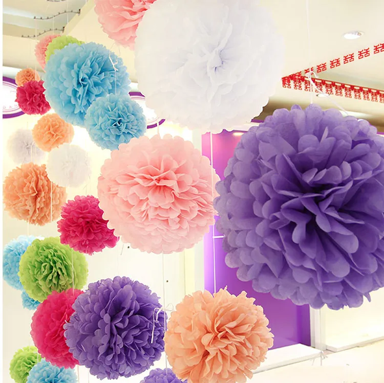 White Tissue Paper Pom Poms Flowers Balls Wedding Decorations Party Decorations Adult Baby Shower Deco Mariage Paper pompoms