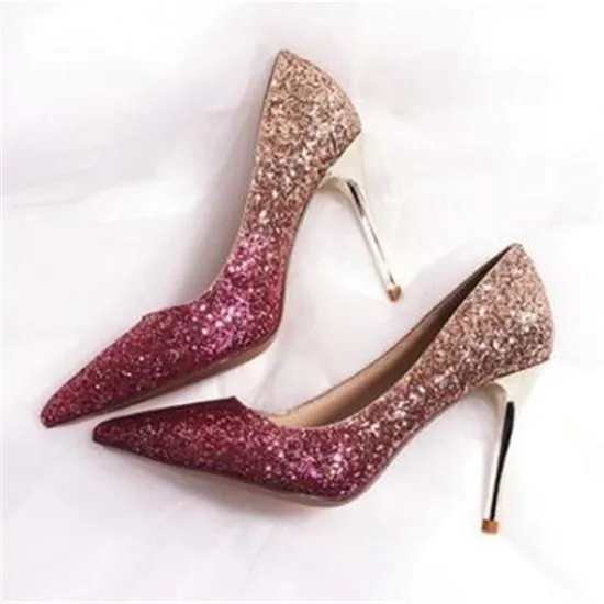 Bling Bling Paillette Women Pumps Female Dress Wedding Shoes Woman High Heels Rose Gold Silver Fashion Shoes Pointed Toe Pumps (6)