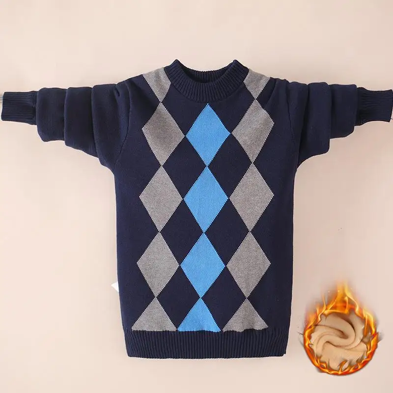 2064 свитер для мальчиков, Осень-зима, детский свитер, вязаный свитер из чистого хлопка, топ для мальчиков-подростков - Цвет: Красный