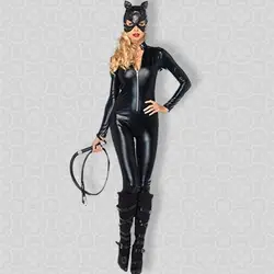 Бесплатная доставка женский модный костюм на Хэллоуин сексуальный комбинезон костюм кошки