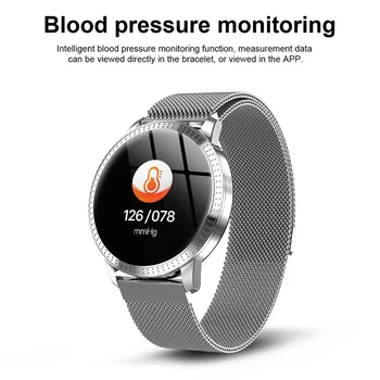 

Fashion new smart watch Metal Round Screen Waterproof Meter Step Heart Rate Blood Pressure EM88