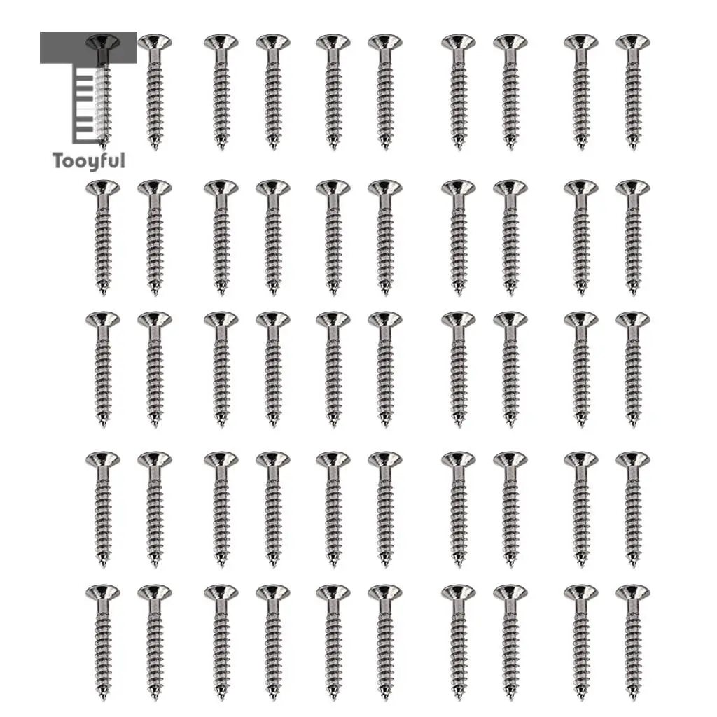 Tooyful 50 Pack Nickel Tremolo Bridge Mounting Screws fo TL Style Guitar Telecaster Tremolo Bridge Screws Parts 3.5x25mm
