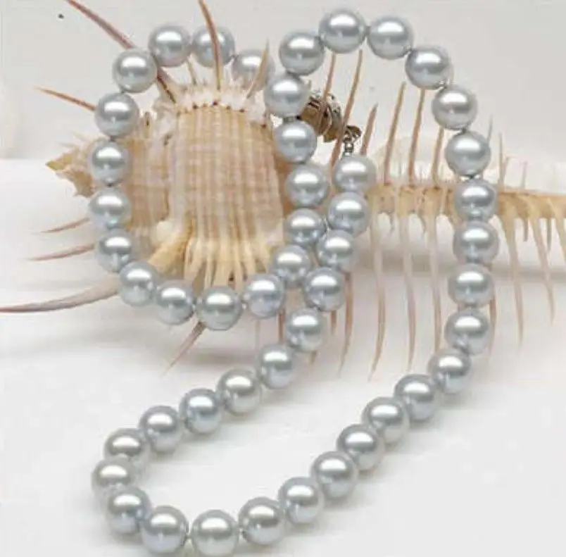 

Free Shipping >>>>>AAAstunning 9-10mm south sea silver gray pearl necklace 18"925s