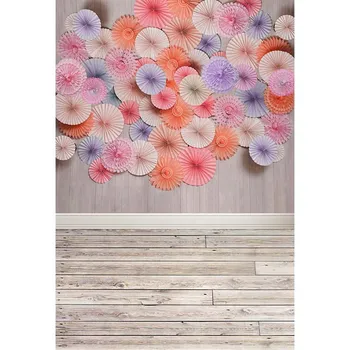

Paper Flowers Wood Floor Photo Background Photography Backdrops Quality Vinyl