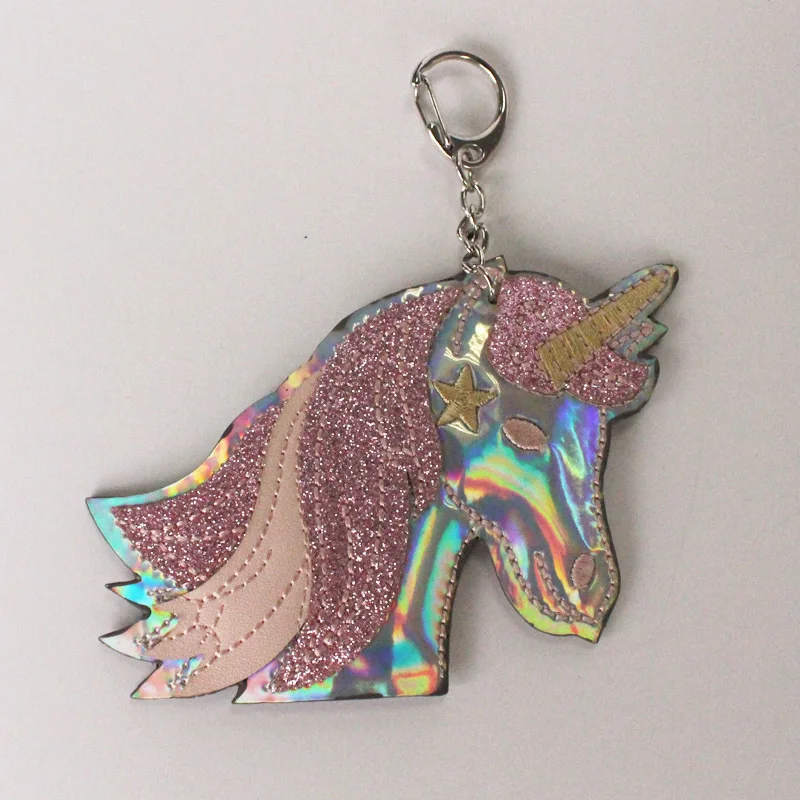 Unicornio llavero Animal lindo de cuero llavero llaves del coche del bolso del monedero del encanto Llaveros Brelok baratija para bolsa Portachiavi