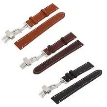 Leather Watch Strap Band Mens Stainless Steel Buckle 18 20 22mm Watchbands Hot