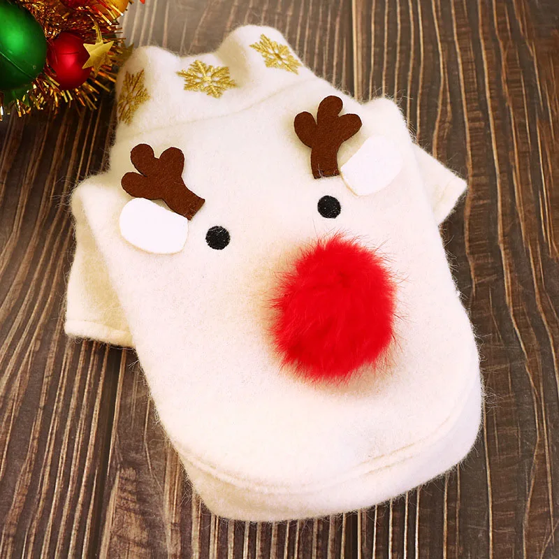 Рождественская Одежда для собак, забавная одежда для домашних собак, костюм для щенков, теплая куртка для щенков, зимняя одежда для собак, Ropa Para Perro - Цвет: Белый