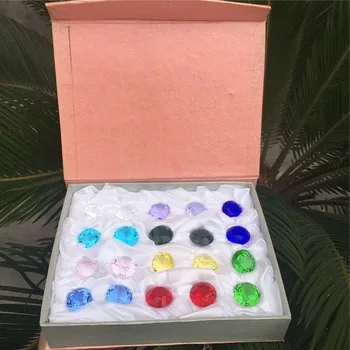 

One Set With Pink Gift Boxes 20mm 20pcs Mixed Color Crystal Diamond Paperweight Home Fengshui Home Decor Ornaments Top