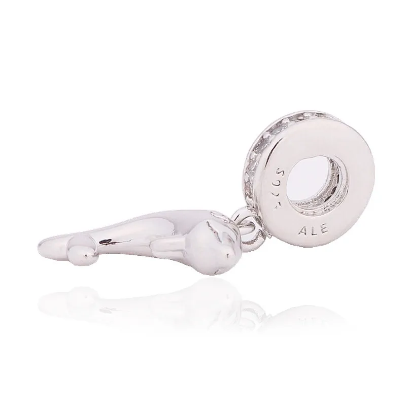 Couqcy Аутентичные 925 пробы серебро AAA Циркон с дельфином кулон бусинки соответствуют Европе Пандора талисманы Браслеты и ожерелья