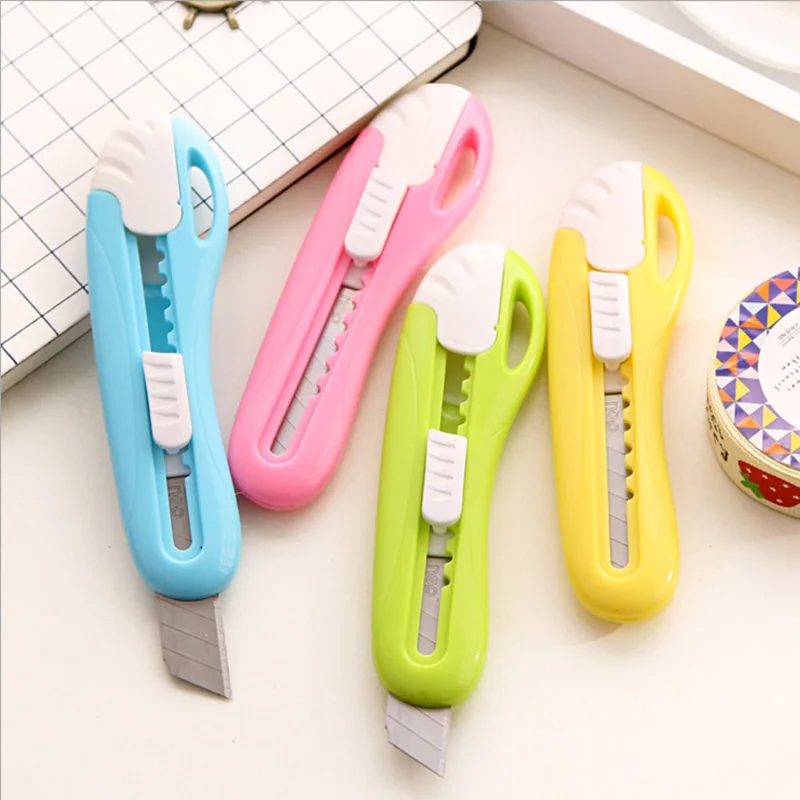 

Cute Kawaii Plastic Utility Knife Lovely Candy Color Art Knife For Kids Gift Korean Stationery Student 3701
