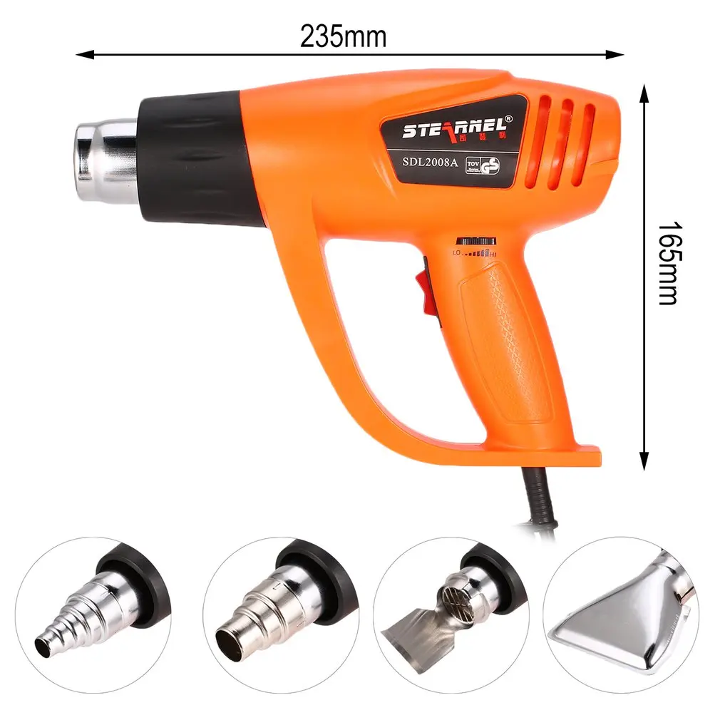 Hot Air Heat Gun SDL-2008A 2000W Electric Temperature Adjustable Shrink Wrap Paint Stripper Dissolving DIY Tool Nozzle UK | Инструменты