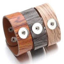 3 цвета деревянный узор кожаные браслеты украшение с защелкой подходит 18 мм металлическая кнопка Цыганский браслет ZG518