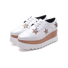 free shipping 2017new Spring women shoes platform microfiber PU fashion flats star height increasing women fashion british style