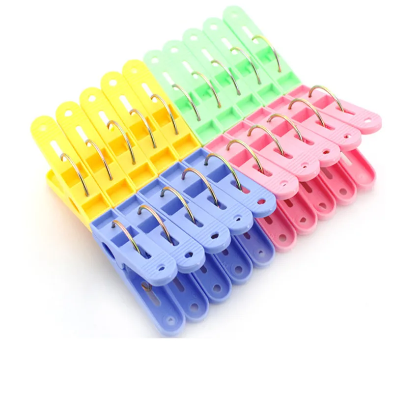 

20pcs Laundry Clothes Plastic Hanging Clips Hangers Racks Clothes Pegs Towel Socks Drying Windproof color for Random shipping