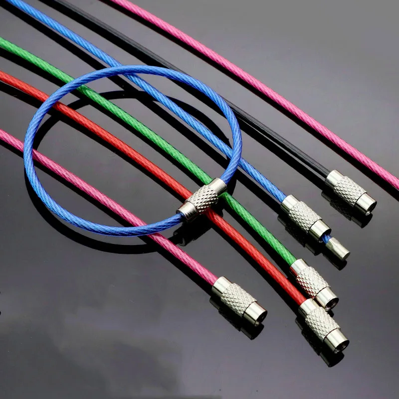 1piece-Metal-Key-Holder-Split-Rings-Wire-rope-outdoor-tool-Colors-plastic-protection-Unisex-Keyring-Keychain