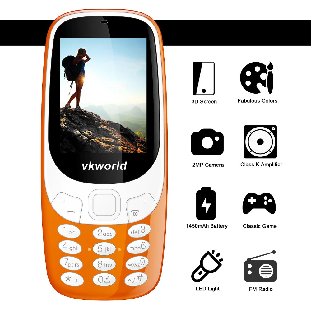 

Dual SIM Card Senior Mobile Phone 2.4Inch 3D Screen 1450mAh Battery with Torch 2MP Camera Old man cellphone