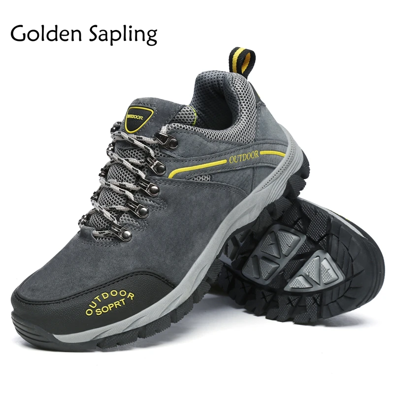 

Golden Sapling Outdoor Shoes Men Waterproof Sport Hiking Shoes Man Sneakers Breathable Leather Rubber Trekking Men's Sneakers