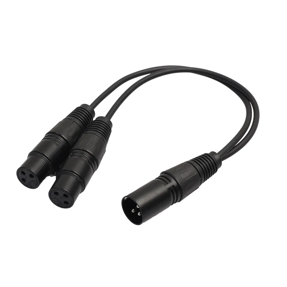 3 Pin XLR Male Plug to Dual 2 Female Jack Y Splitter Mic DJ Cable