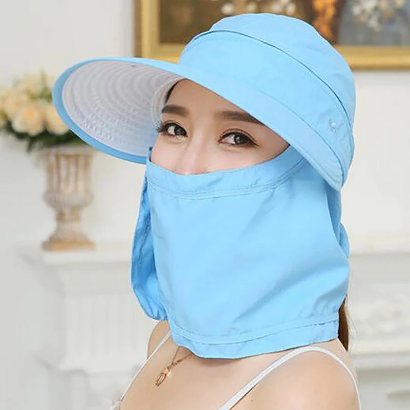 

UV Protection Women's Foldable Sun Hat Wide Brim Sun Hat Face Neck Protection Summer Hat Beach Dual Use