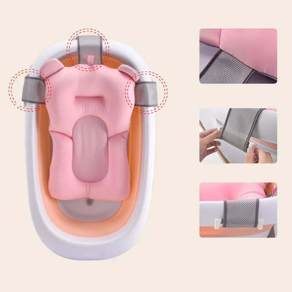 Складная Ванна для новорожденного ребенка, детский поплавок, коврик для ванной, сиденье, Противоскользящий коврик для купания