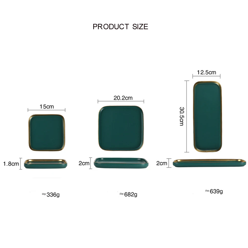 Винтажный Зеленый керамический поднос скандинавский ручная роспись золотой ободок снек десертная тарелка шикарный прямоугольный квадратный поднос для хранения ювелирных изделий