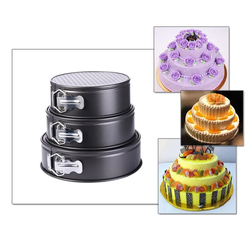 

3pcs/lot Non-stick Round Pizza Pan with Lock Multi-layer Cake Baking Tin Tray Bakeware Mold Carbon Steel