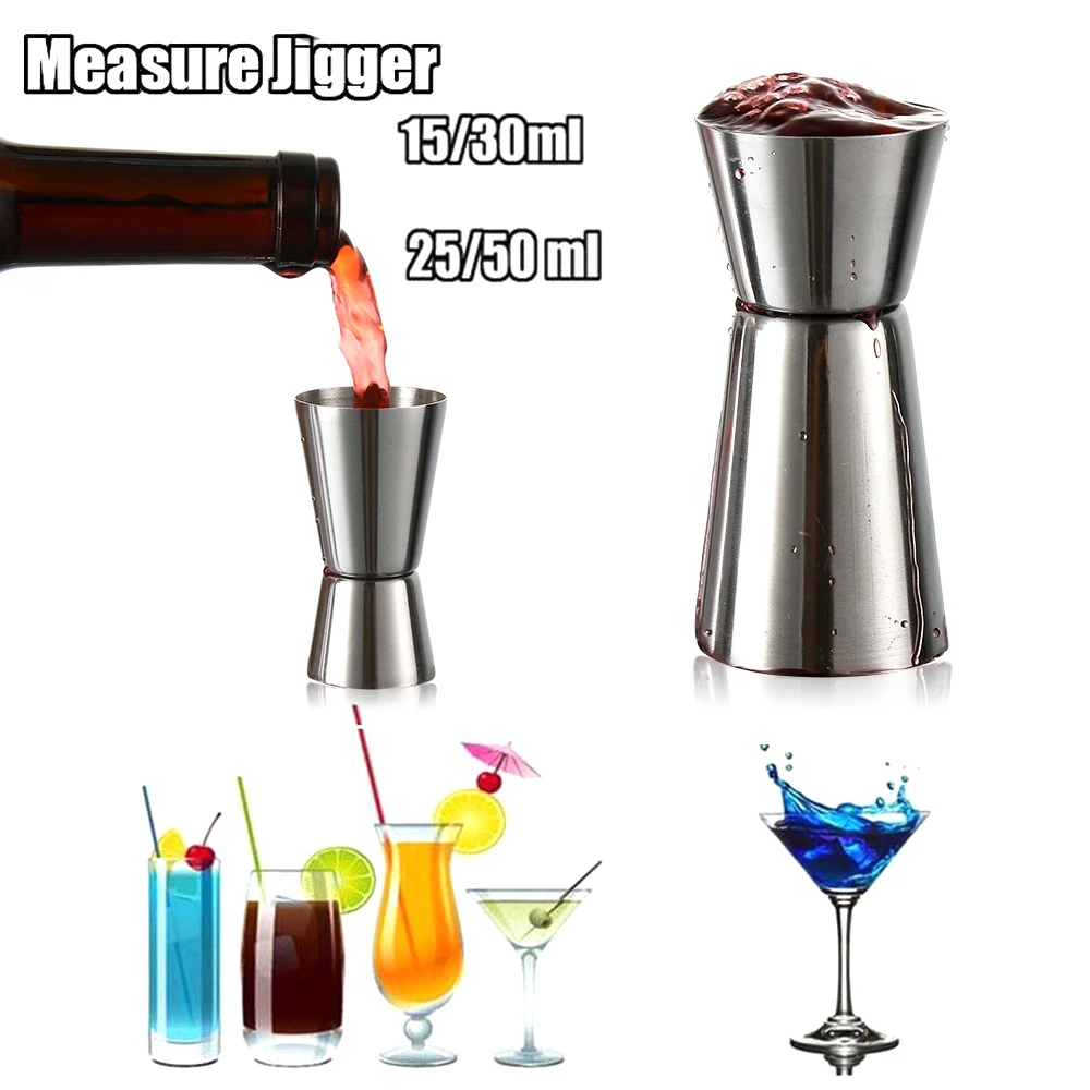 

1pc 15/30ml 25/50ml Stainless Steel Cocktail Shaker Measure Cup Dual Shot Drink Spirit Measure Jigger Kitchen Bar Tools