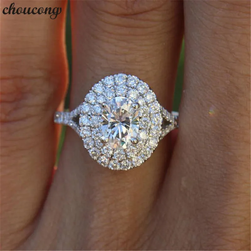 

choucong Fine Jewelry Real Soild 925 sterling Silver ring Oval cut AAAAA Zircon Engagement Wedding Band Rings For Women men