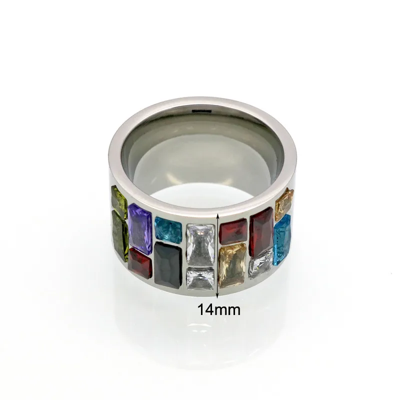 Кристальное кольцо для женщин anel 316L нержавеющая сталь женское Радужное цветное каменное круглое кольцо модное ювелирное изделие обручальные кольца