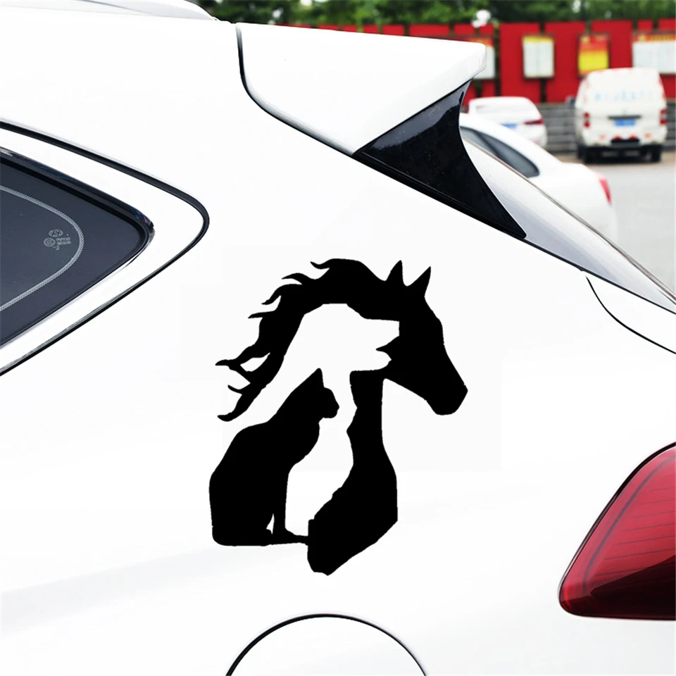 ANIMAL LOVER Horse Dog Cat Car Sticker Vinyl Decal Funny Cartoon Car Accessories 12.515 (2)
