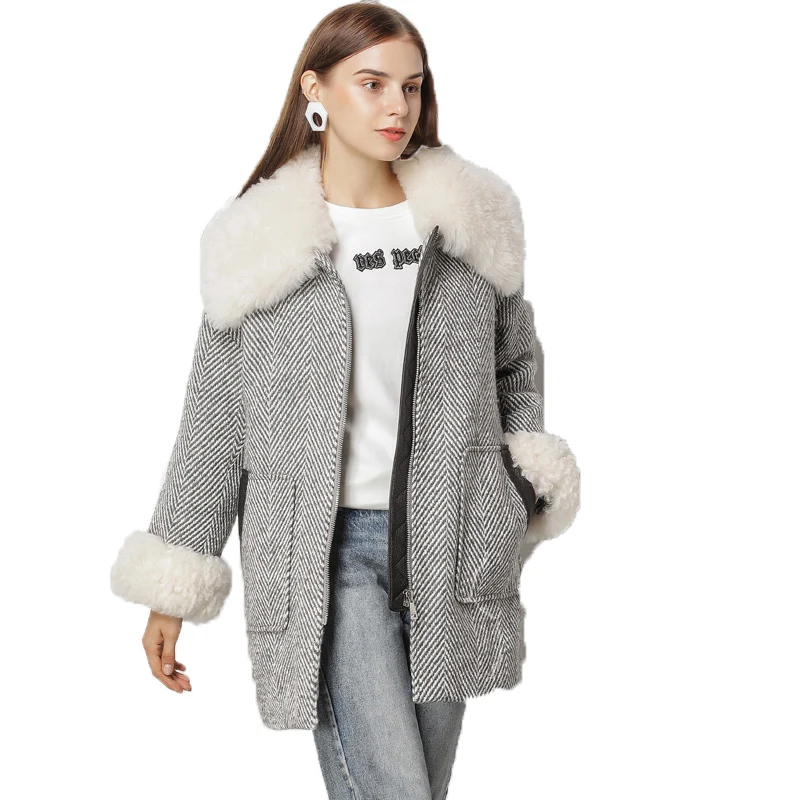 

Real Fur Coat Wool Jacket Autumn Winter Coat Women Clothes 2018 Korean Elegant Slim Sheepskin Double-sided Fur Coats ZT791