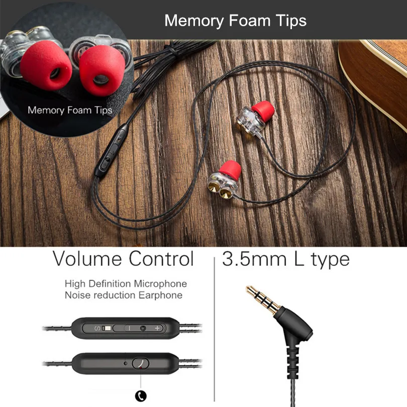 复件 Bass  Earphone with Microphone Headset Memory Foam Earbuds noise Sound quality Ear Hook04
