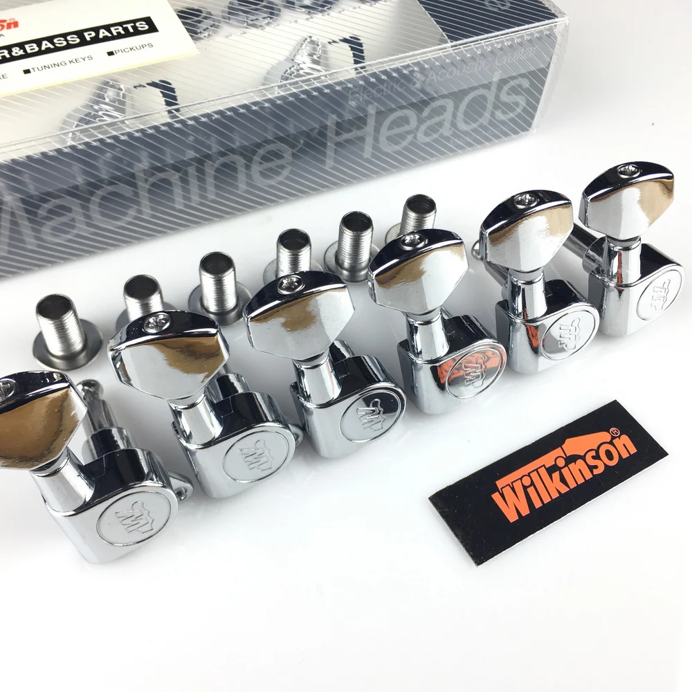  Wilkinson WJ-07 Electric Guitar Machine Heads Tuners for ST or TL Chrome Silver Tuning Pegs ( With 