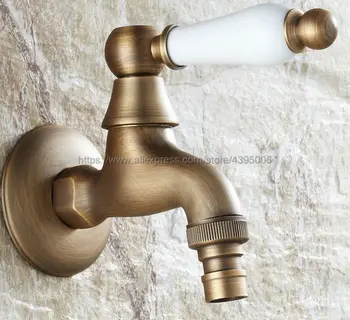 

Antique Brass Ceramic Handle Washing Machine Faucet Wall Mounted Outdoor Faucet Laundry Sink Cold Water Tap Bav106