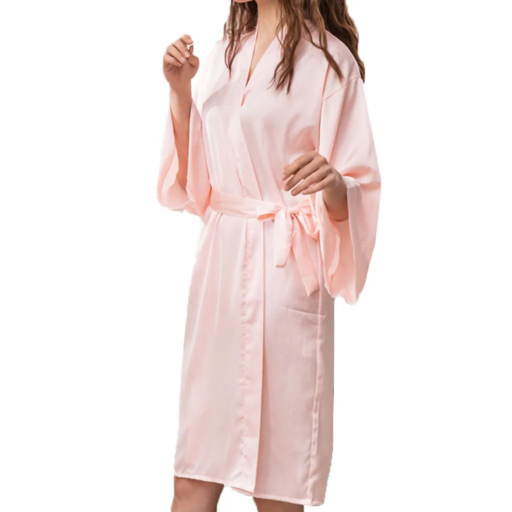 

JAYCOSIN clothes Women Long Bathrobes Nightgown Soft Silk Dressing Gown Bath sexy print letter Robe
