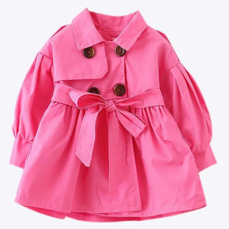 Осеннее пальто с длинными рукавами для маленьких девочек; Модная хлопковая верхняя одежда с бантом для малышей; куртки; одежда для детей; куртки принцессы - Цвет: Rose