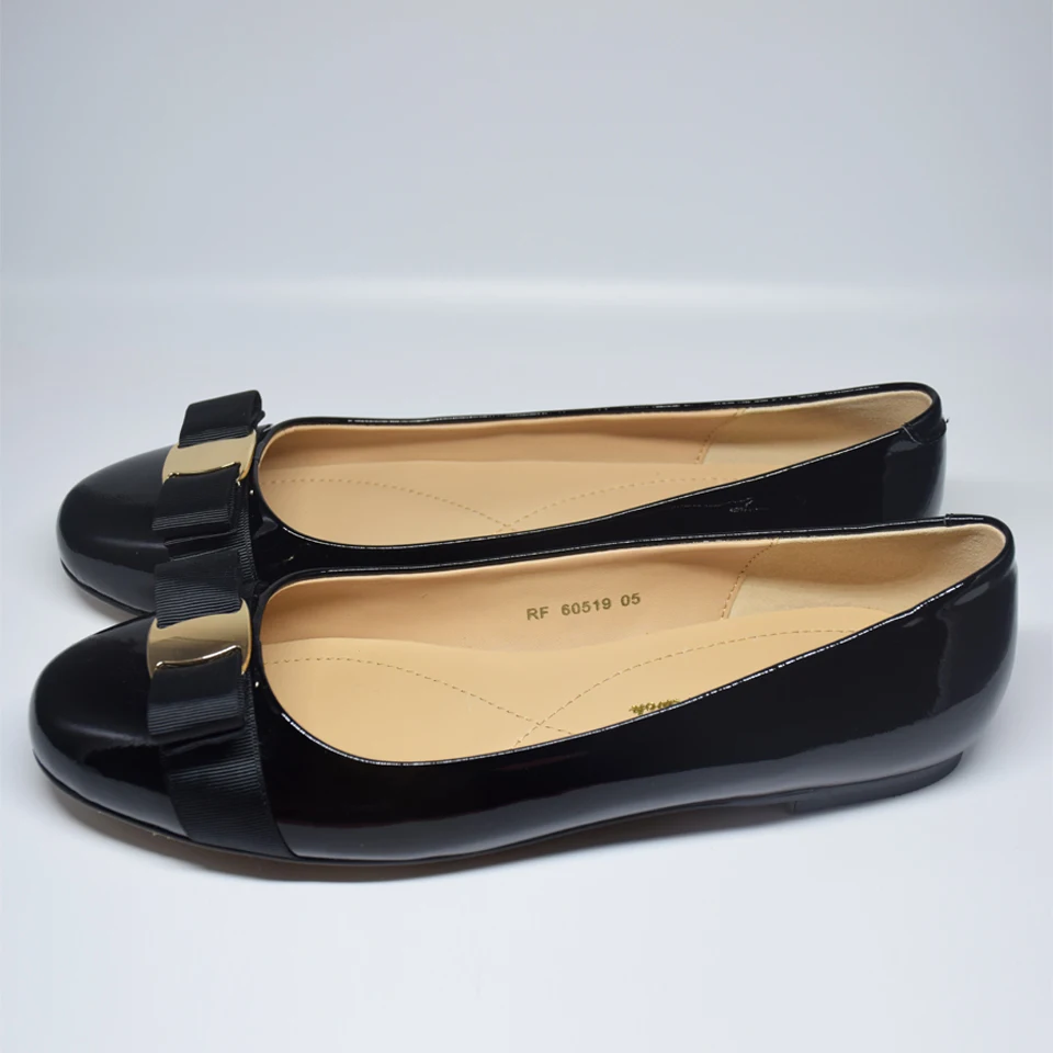 

2019 New Women Genuine Leather Shoes Ladies Bow Tie Designer Flats Shoes For Wedding Party DA002