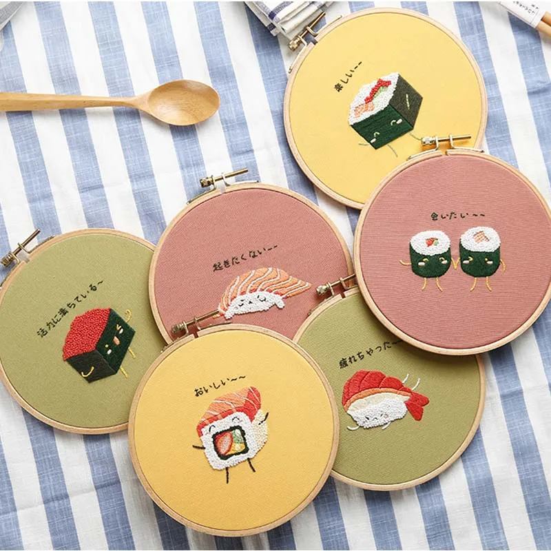 

Sushi Cute Cartoon Handmade Embroidery Kits Embroidery Kits DIY Handmade Needlework Cross Stitch Creative Gift Home Decor