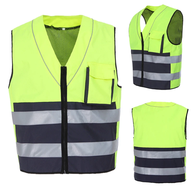 Reflective vest motorcycle safety jacket hi vis jacket workwear oxford reflective safety vest strips