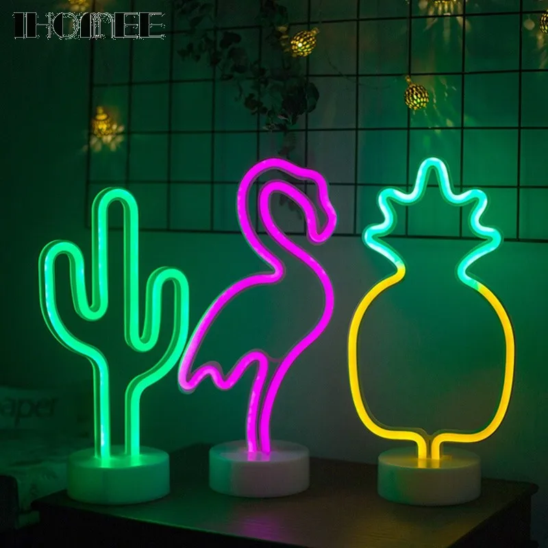 

ins Wedding Decors Nordic Home Table Night LED Lights for Bar Party Decoration Flamingos Pineapple Fresh Girls Gifts Party W5Z15