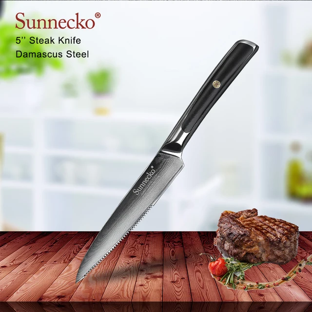 Sunnecko Couteaux à Steak 6 pcs, Couteaux de Table en Acier Inox à