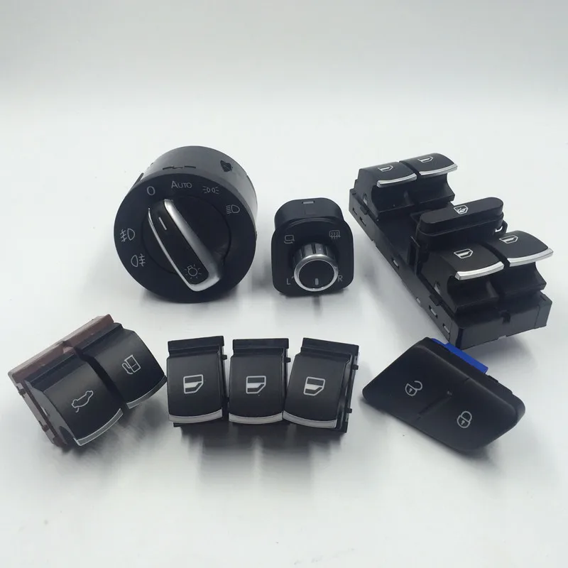 8pcs For Volkswagen VW Passat B6 3C Switch Chrome Headlight Side Mirror